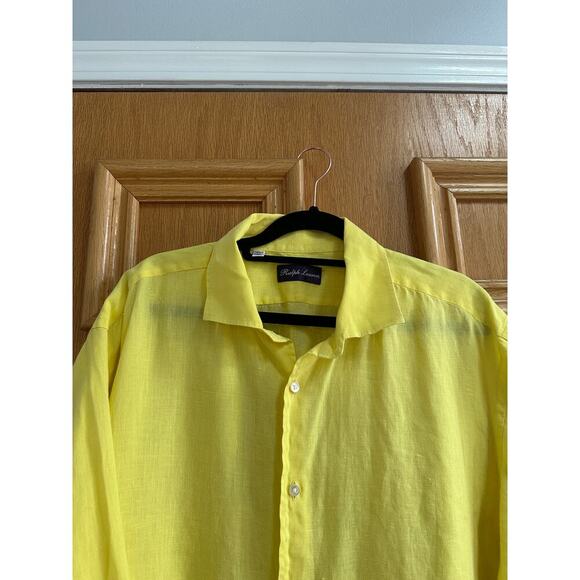 Men’s Ralph Lauren Purple Label 100% Linen Shirt – Size 17.5 - Picture 5 of 7